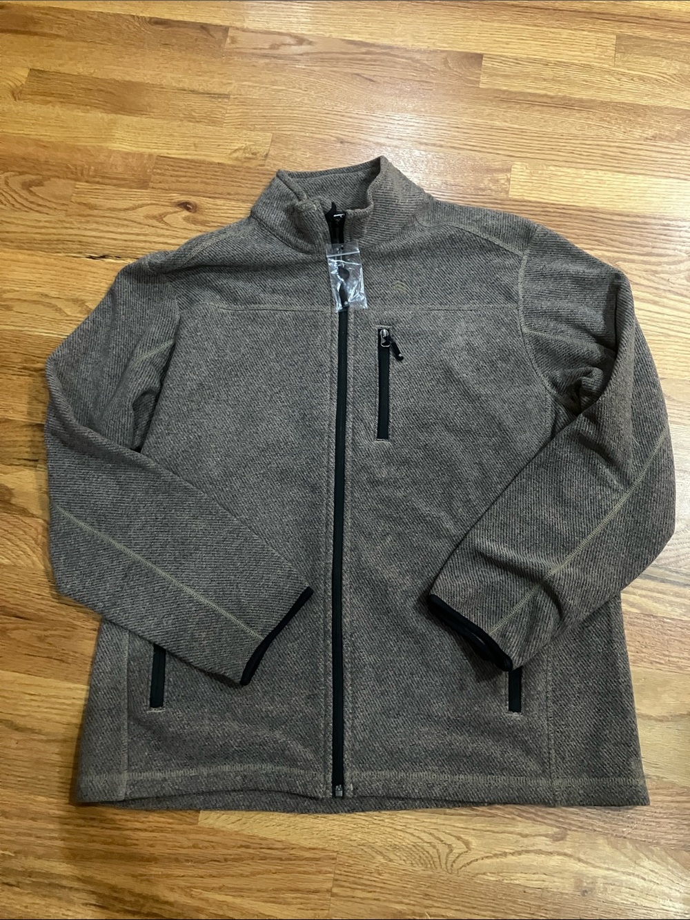 Solaris Men's Full-Zip Heathered Brown Fleece Jacket Sz L NWOT